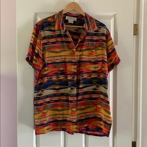 Jones New York 100% silk buttoned blouse